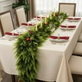 thumbnail image 2 of 6 FT Christmas Cedar Garland, Real Touch Soft & Thickness Greenery Pine Garland for Mantle Table Fireplace Outdoor Indoor Christmas Decorcorations, 2 of 9