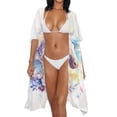 thumbnail image 3 of HELLHERO Floral Dream Horse Long Kimono Swimsuit Cover Up Lightweight Polyester Wear Resistant Bathing Suit Cover Up, 3 of 6