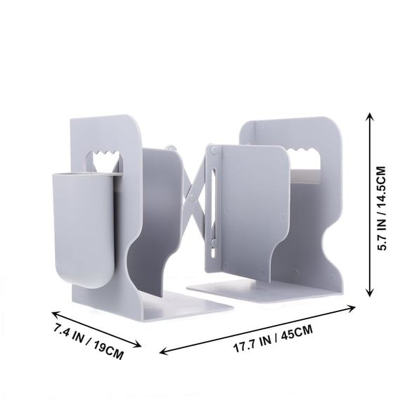 MLINS  Book Stopper for Shelves Bookshelf Bookcase Rack Office Staff Grey