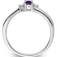 thumbnail image 2 of Sterling Silver Rhodium-Plated Amethyst/Diamond Birthstone Ring (Size 6) Made In India qbr25feb-6, 2 of 5