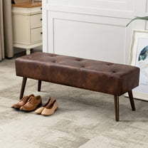Furniliving Upholstered Bench Long Entryway Bench Bedroom Ottoman ,Dark Brown