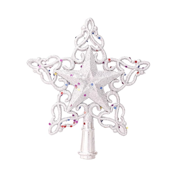 de Navidad Top Star Decoración Navideña Decoración Festiva, Star Tree Top, Adorno de de Navidad para Ventana, Adorno para El Hogar, B plata Fernando estrella superior del árbol de navidad