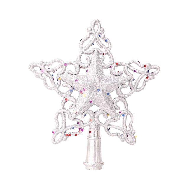 Estrella superior de Navidad, adornos de de nieve, adorno de árbol de Navidad, decoración navideña, decoración festiva para B plata perfecl estrella superior del árbol de navidad