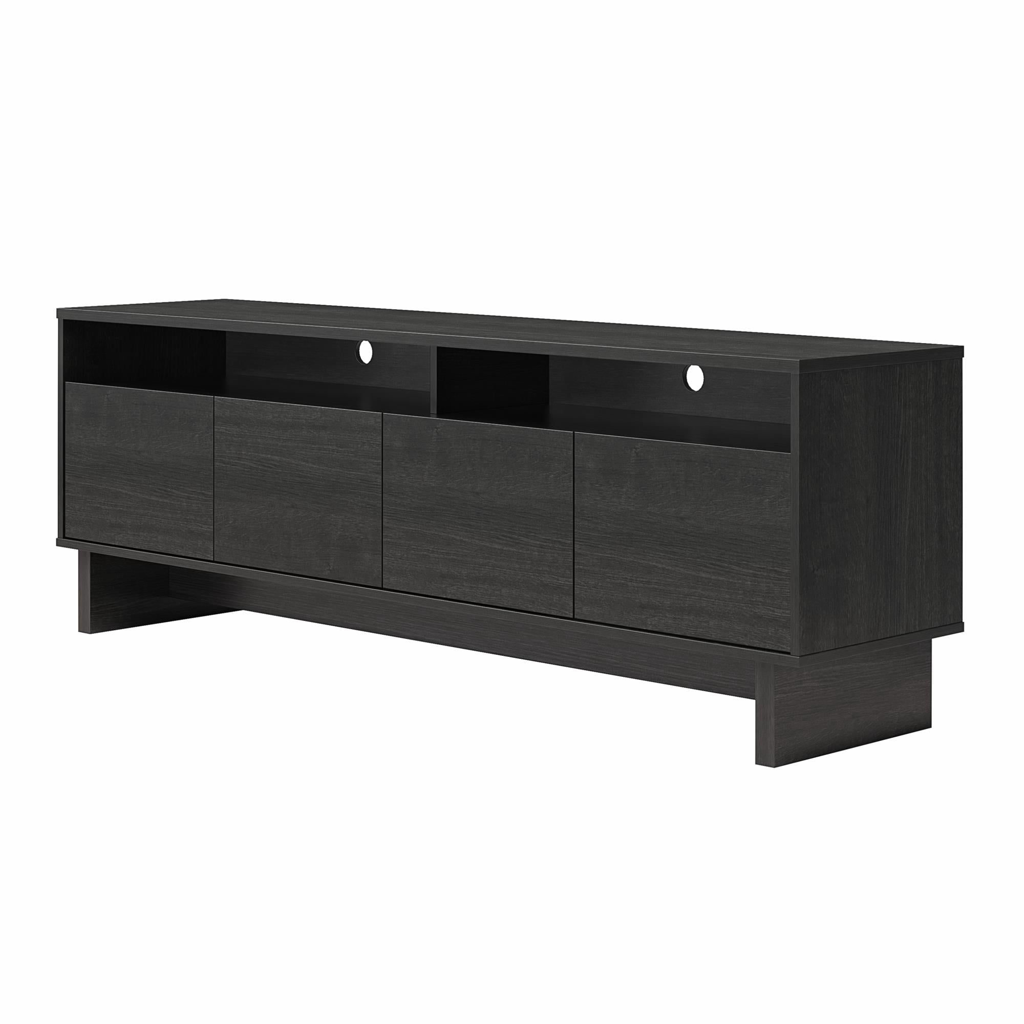 RealRooms Nivelle 4-Door TV Stand Console for TVs up to 75", Black Oak