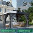 thumbnail image 3 of Clouddwell 12'x12' Hardtop Gazebo - Polycarbonate Double Roof with Netting & Curtains for Patio, Garden Sun Protection,Gray, 3 of 6