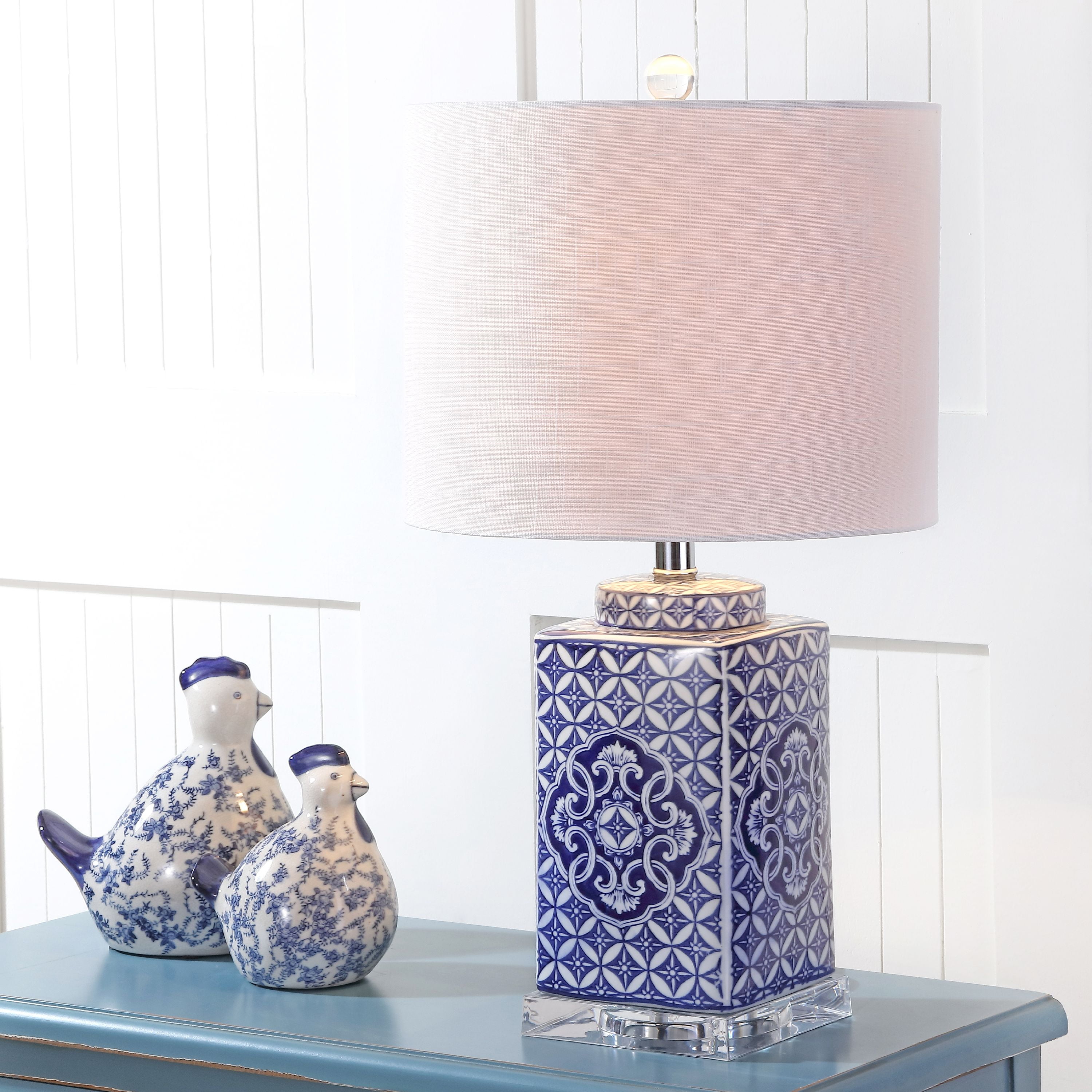 Choi 23 Chinoiserie Led Table Lamp, Blue And White Ceramic Table Lamps
