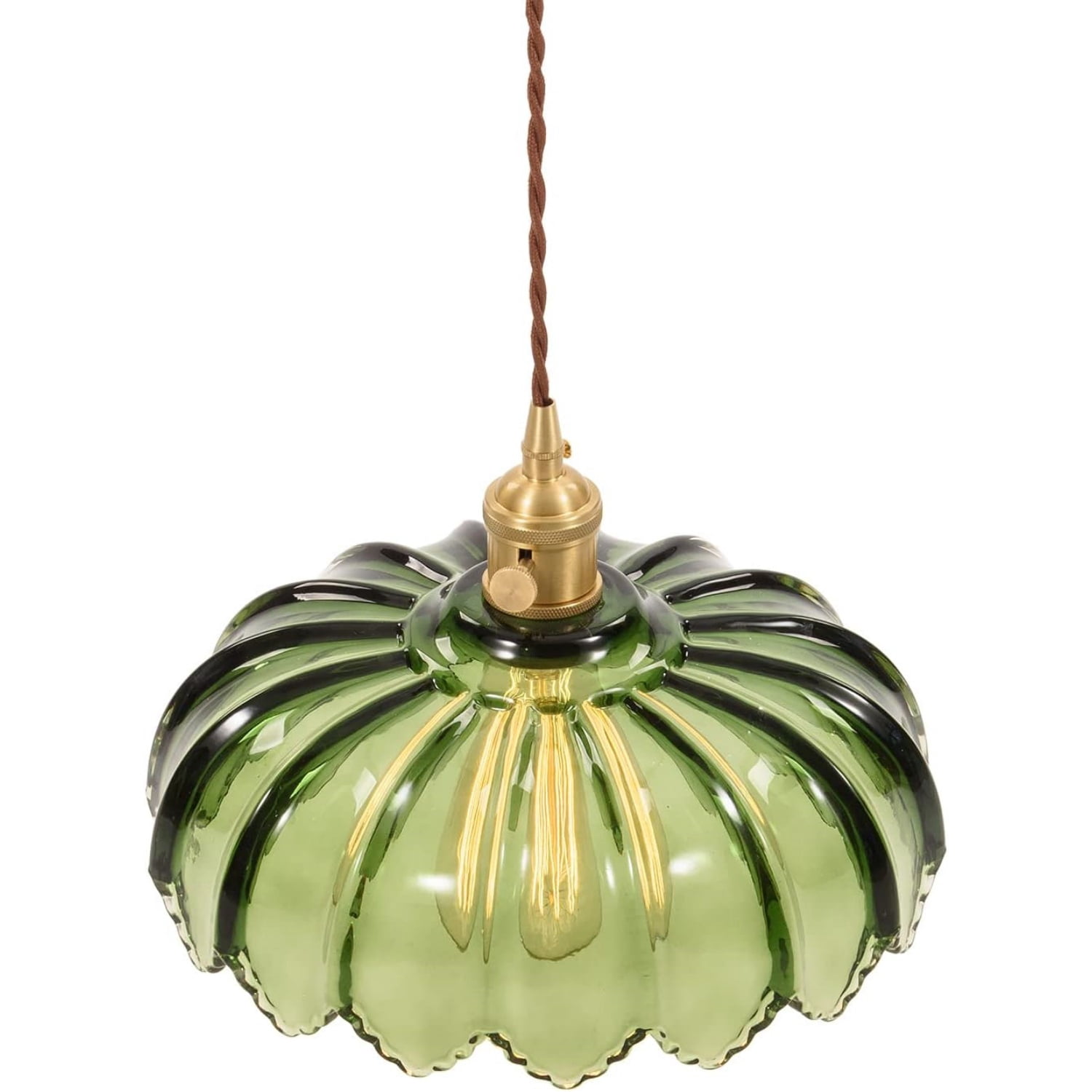 Plug in Pendant Light Fixtures: Hanging Light Plug in Green Glass Hanging Lamp, Pendant Lighting for Kitchen Island, Bedroom, Dining Room, Living Room, E26 No Bulb