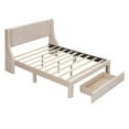 thumbnail image 4 of SESSLIFE Upholstered Platform Bed, Full Bed with a Storage Drawer, Beige Full Bed Frame, Storage Platform Bed Frames, Hold 600 LBS, No Box Spring Needed, Easy Assembly, 4 of 10