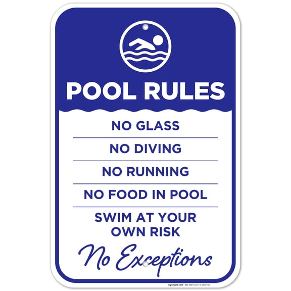 Pool Rules - No Exceptions Sign, Pool Sign,