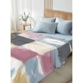 thumbnail image 4 of Abstract Colorful King Size Flat Sheet, Wrinkleproof & Fadeproof Cooling Flat Bed Sheet Only, Modern Geometric Grunge Art Ombre Breathable Soft Bedding Top Sheets 105 x 98 Inches, 4 of 8