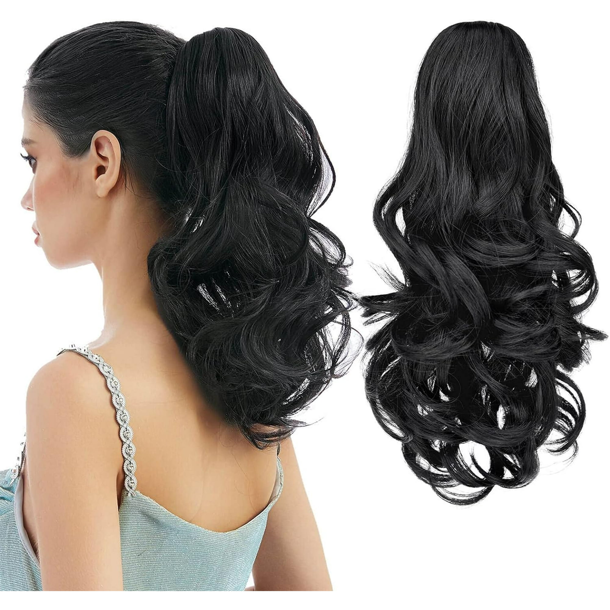 ORUYROP Ponytail Extension 16 Claw Hair Extensions Long Curly Ponytail Clip in Ponytail Hair Extension Natural Looking Synthetic Hairpiece for Women Black Walmart