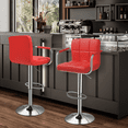 thumbnail image 3 of MoNiBloom Adjustable Swivel Bar Stool Set of 4, Modern Counter Height Chair Faux Leather with Armrest for Kitchen, Red, 3 of 10