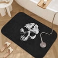 thumbnail image 5 of 1pc Skull Absorbent Non-Slip Bathroom Thickened Flannel Rug Decor,Soft,Quick Drying,Suitable For Indoor/outdoor Use,Bathrooms,Bedrooms,Kitchens,Terrace,Laundry Rooms,16"x24", 5 of 9