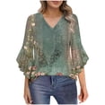 thumbnail image 6 of Neewe Long Sleeve Shirts for Women 2025 Fall Tops Floral Print Pleated Dressy Casual Blouses, 6 of 7