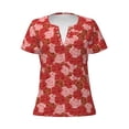 thumbnail image 3 of Naloa Rose Flowers Print T-Shirts Short Sleeve V Neck Tees for Women Fashion Tops Trendy Lightweight Soft Casual Summer Outfits Clothes, 3 of 5