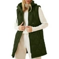 thumbnail image 2 of Crunowin Women's Long Puffer Vest, Sleeveless Hooded Padded Jacket Lightweight Quilted Jackets Winter Warm Zip Up Coat Outerwear Army Green 2XL, 2 of 9