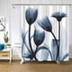 thumbnail image 4 of Elegante Flor de tulipán azul Tela de poliéster Cortina de ducha Decoración de diseñador Cortina de baño Colección de flores de acuarela Impresión digital 180 x 180 cm JAMW Sencillez, 4 of 5