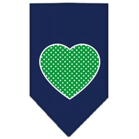 Green Swiss Dot Heart Screen Print Bandana Navy Blue large