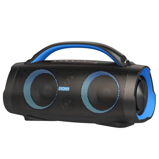 DOSS Extreme Boom Pro Altavoz Bluetooth ruidoso con sonido estéreo de 100 W, graves adicionales, tiempo de reproducción de 20 horas, luces LED de sincronización de fiesta, banco de energía incorporado