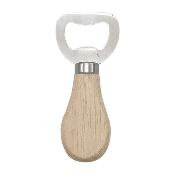 Abridor de Tapa Multifunción Acero Inoxidable, Mango de Madera Duradero para Botella Cerveza Lata Cocina Uso en Fiestas