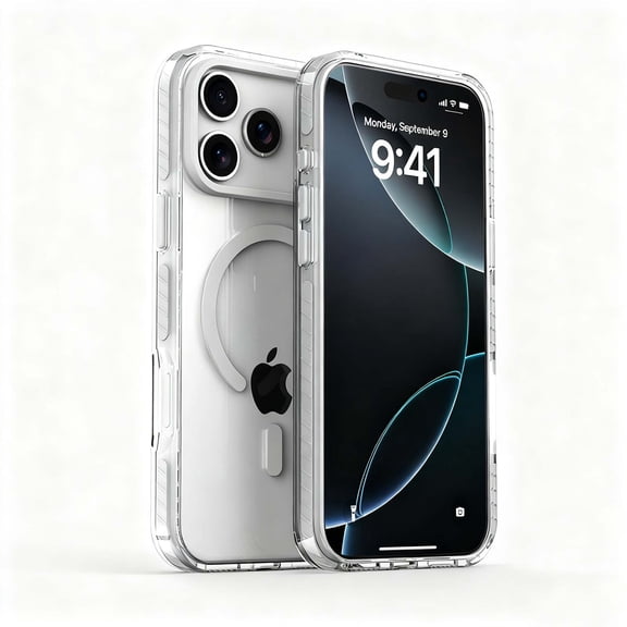 Magnetic For iPhone 17 Pro Phone Case,Compatible with Mag-Safe,Ultra Slim Shockproof Anti-fall Drop Protection,Transparent Back Design,Lightweight Rugged Thin Fit Phone Case Cover,White
