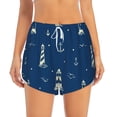 thumbnail image 2 of Vsdgher Lighthouses and Anchors Print Women's Running Double Layer Shorts High Waisted with Pockets Elastic Yoga Workout Athletic Gym Sports, 2 of 8