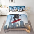 thumbnail image 2 of jejeloiu Skateboard Sport 7-Piece Twin Bedding Sets,Modern City Bedding Comforter Set For Boys Teens Reversible, 2 of 8