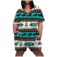 thumbnail image 2 of Rompers for Women Snoarin Plus Size Printed V Neck Short Sleeve Wide Leg Pants Overalls Jumpers with Pockets 2023 on Clearance, 2 of 6