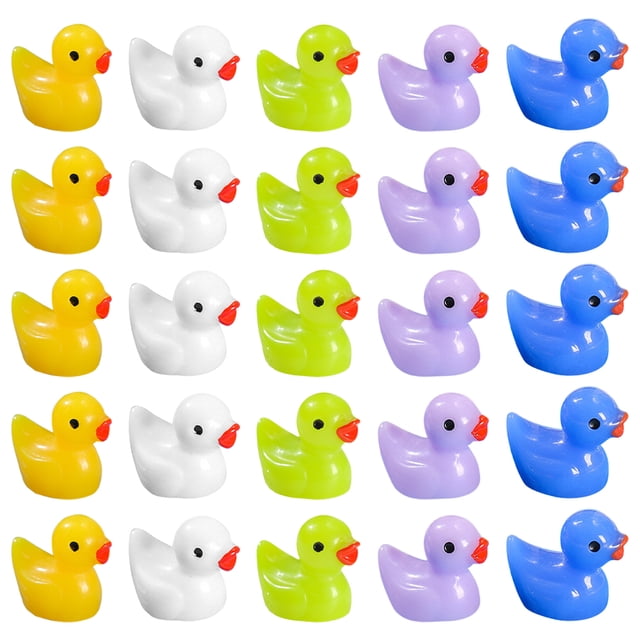 50pcs resina mini figura de pato adorable estatua de pato en miniatura encantadora decoración de pato de jardín de pato