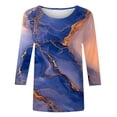 thumbnail image 3 of UPPADA Blouses Grande Taille pour Femmes Manches 3/4 Imprimé Floral Teinture Tee-Shirts Décontractés Tendance Col Rond Confortables Pull Tops Blouses Mignonnes d'Été Manches 3/4 pour Femmes Offres, 3 of 5