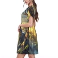 thumbnail image 2 of Naloa Sunshine Jungle Dinosaur Print Womens Summer A-Line Dress with Pockets,Short Sleeve Dresses,Flowy Beach Swing Dress for Vacation Travel, 2 of 6