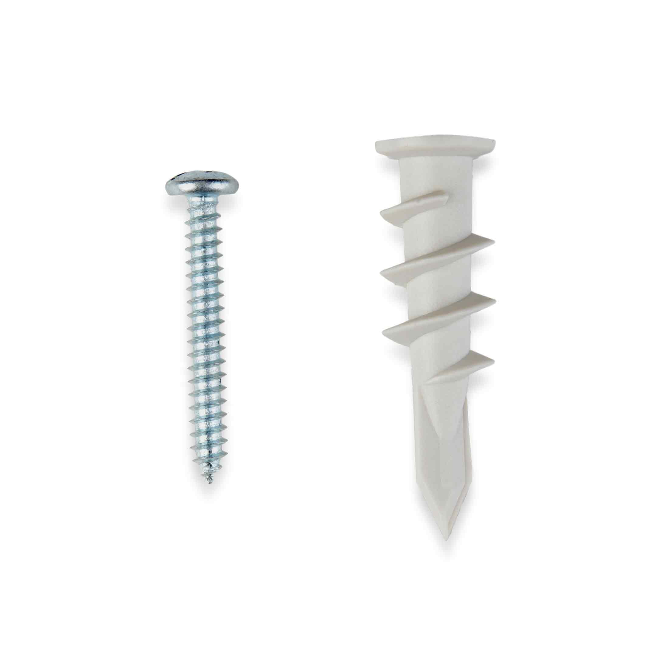 Hillman Drywall Nylon Anchor Screws, Pan Head Phillips Screw, VP Nylon, #8, 75lbs, 8 Sets