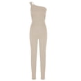 thumbnail image 5 of VSSSJ Women's Romper Slim Fit Solid Color Sleeveless Straight Leg Jumpsuit with Pocket Casual Elegent Wedding Party Jumpsuit Rompers Khaki XL, 5 of 7