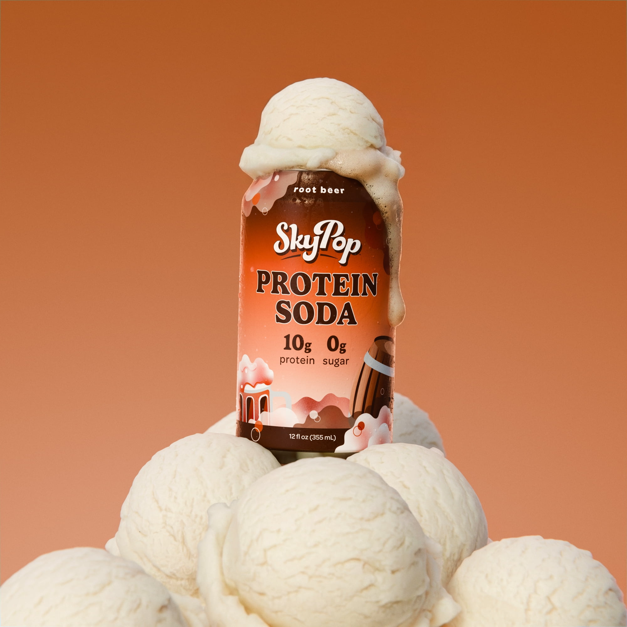 SkyPop™ Protein Soda - Next-Generation Soda Crafted with Bold Flavor, 10g of Whey Protein, & Only 45 Calories - No Artificial Flavors or Colors - Sugar, Gluten & Caffeine Free - (12 Pack, Root Beer)