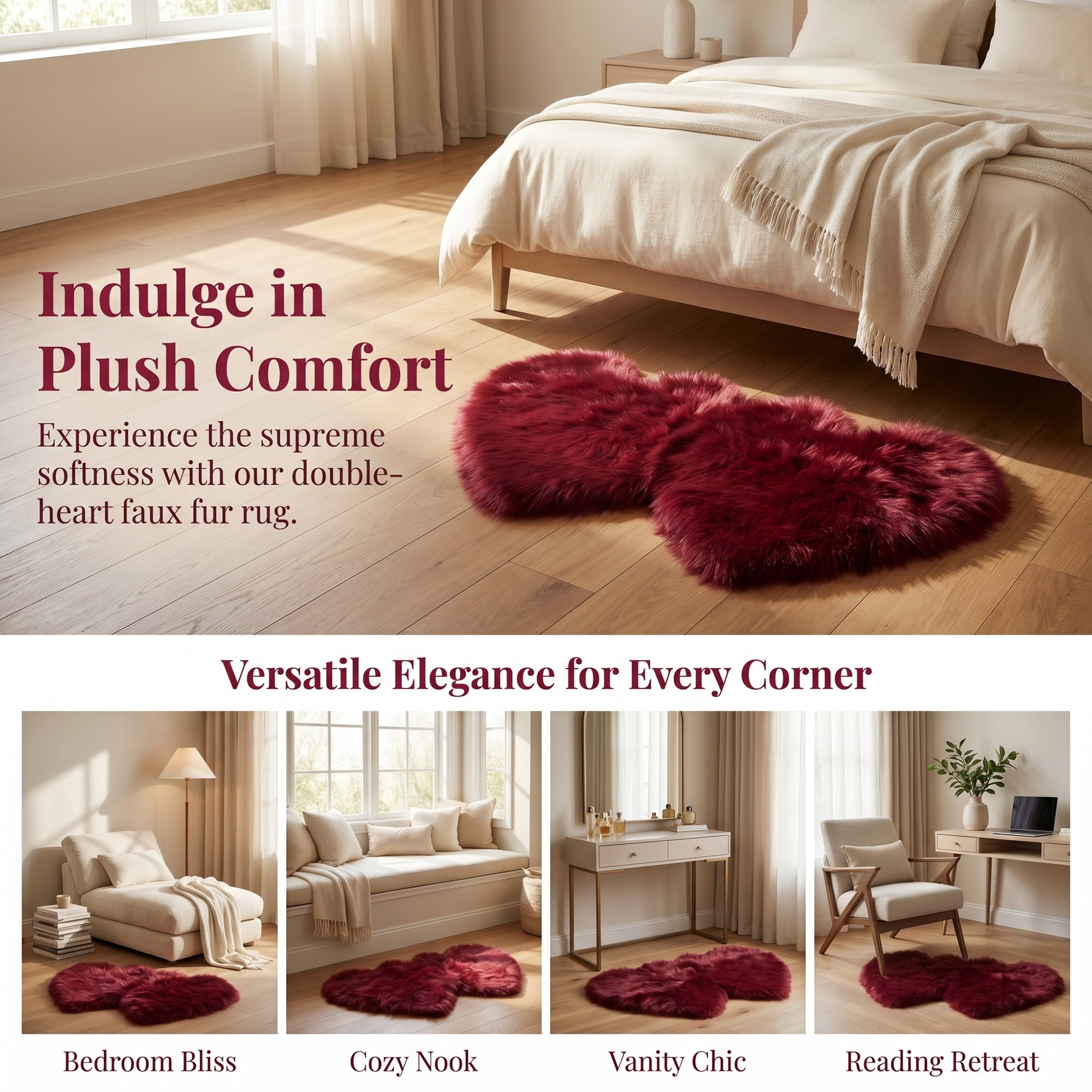Unique Bargains Soft Fluffy Non Slip Narrow Fuzzy Shaggy Area Rug 28" x 14" Dark Red
