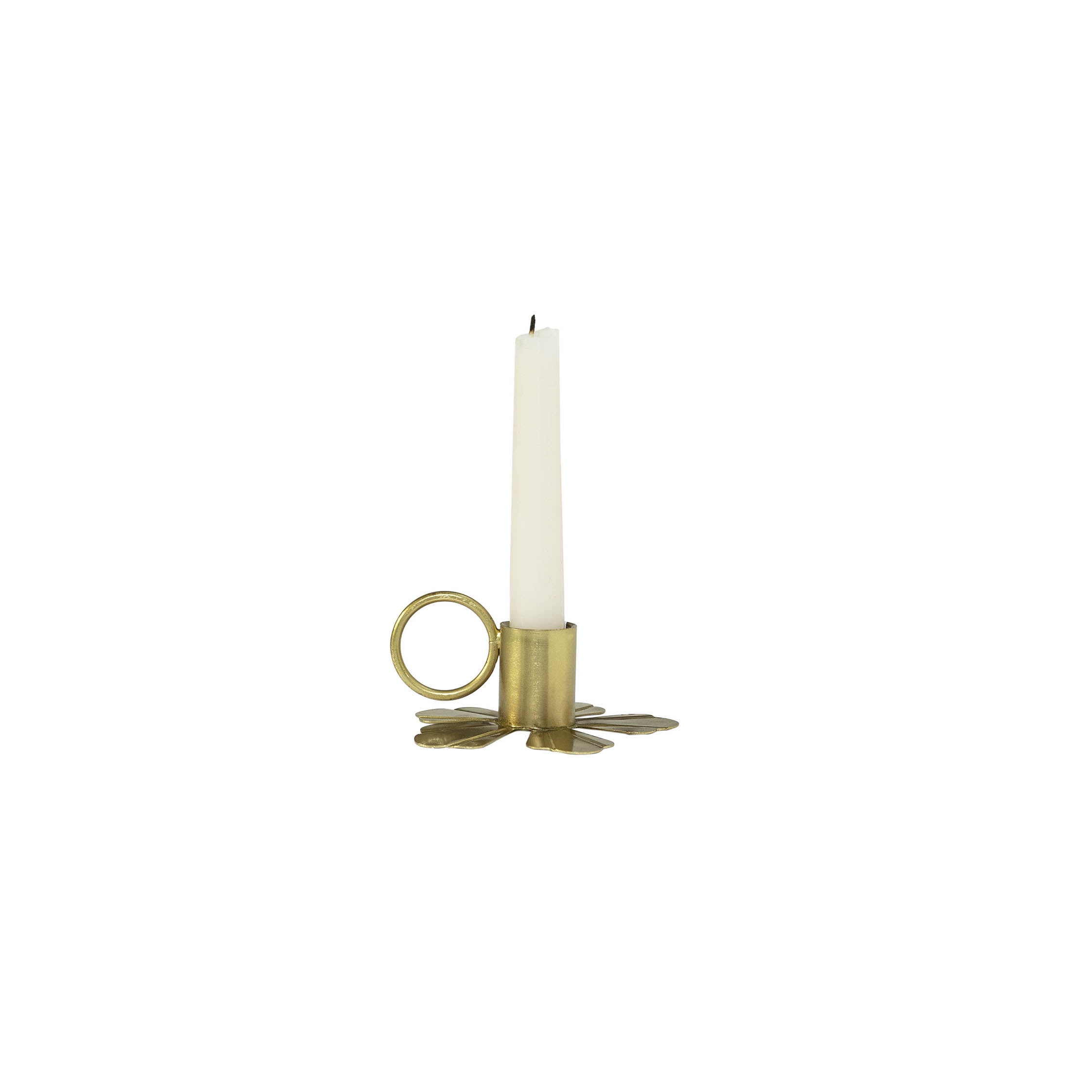My Texas House Gold Petal Metal Taper Candle Holder with Handle, 1.5"