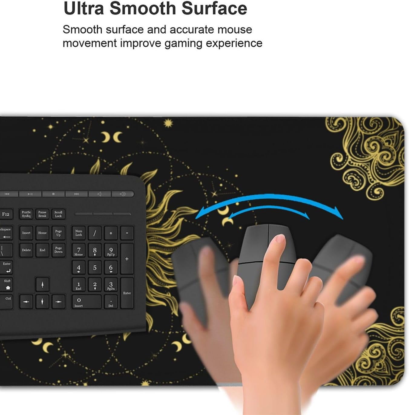 Gaming Mouse Pad Large Desk Mat,Desk Pad Extended Keyboard Pad,Anti-Slip Rubber Base Mouse Pad for Women Girls Work,Game,Office,Home 35.4"X15.7",Celestial Sun