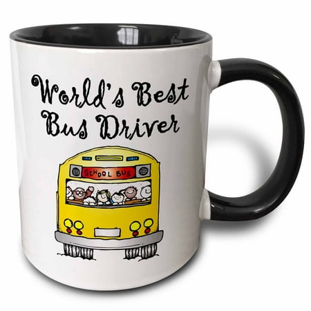 3dRose Worlds Best Bus Driver. - Two Tone Black Mug, (Best Bus Driver Gifts)