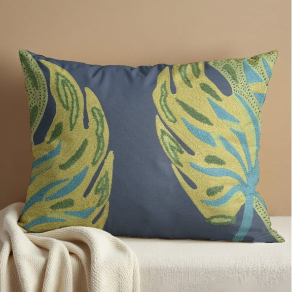 Throw Pillow Cover - 1 Piece Decorative Leaf Printed Design Cushion Case for Home Decor Sofa Couch Chair Bed Patio Living Room Bedroom Car Office - 14x20 Inches