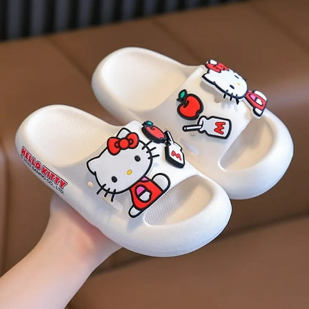 

DMH 2024 Hello Kitty Y2K Children Slippers Sanrio Kawaii Anime Cinnamoroll My Melody Sandal Summer Cute Cartoon Babys Shoes Non-Slip