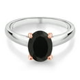 thumbnail image 2 of Gem Stone King 2.00 Ct Oval Black Onyx 925 Silver and 10K Rose Gold Ring Ring (Size 6), 2 of 4