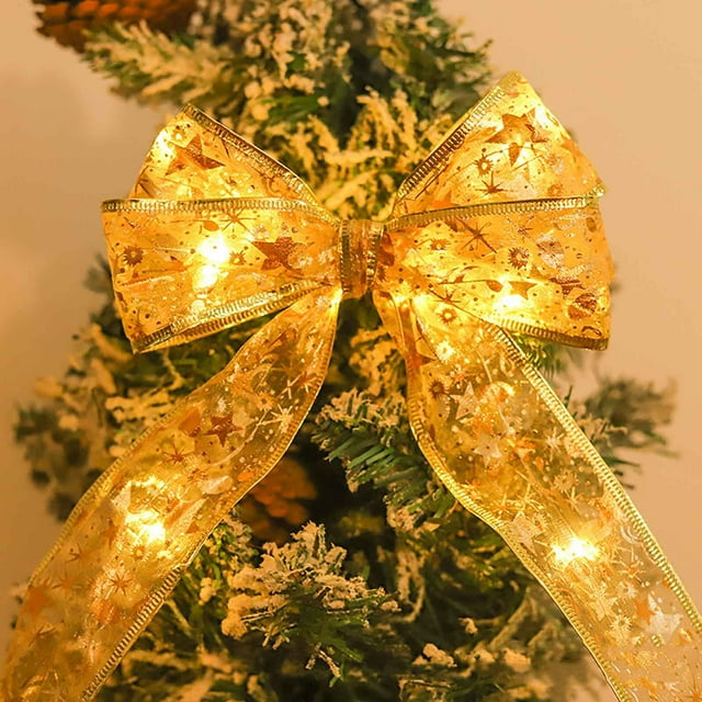 Wzzjkit Christmas String Lights Christmas Decoration LED Ribbon Lights Christmas Tree Ornaments DIY Lace Bow String Lights Decoration Christmas Lights
