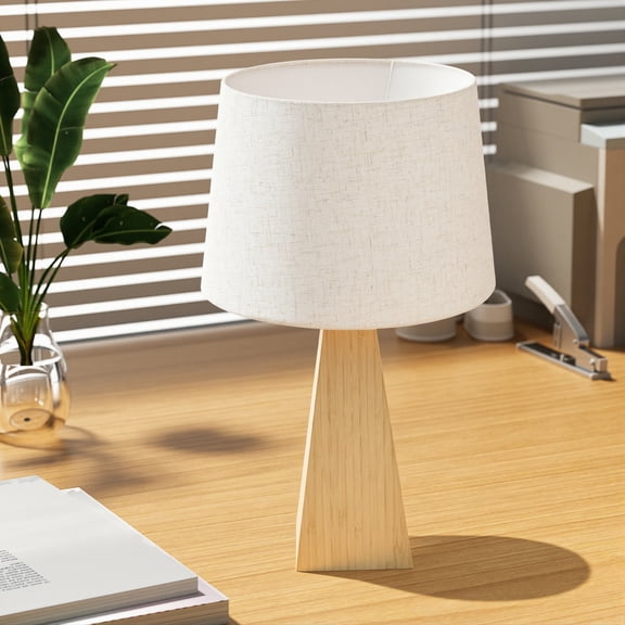 Booniture Retro Farmhouse Table Lamp - Living Room & Bedroom Rustic Linen Bedside Nightstand Lamps for Kids, Study, Office,Nature