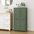 thumbnail image 3 of LEDREM Bathroom Storage Floor Cabinet Organizer with Adjustable Shelf 4 Magnetic Doors Freestanding for Living Kitchen Room Small Spaces,Green, 3 of 9