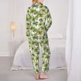 thumbnail image 6 of Goofa Green Hawaii Palms Printed Women’s 2 Piece Pajama Set Super,Pajamas Women's Long Sleeve Sleepwear Soft Button Down Loungewear Pjs Lounge Set Nightwear-Small, 6 of 9