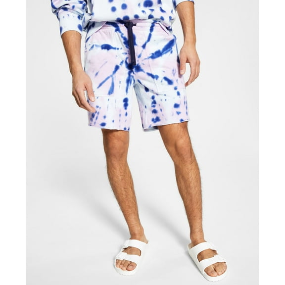 Sun   Stone Men’s Trey Tie Dye 8″ Shorts, Purple, S