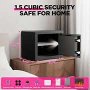 BESAFETY 1.5 Cuft Home Security Safe Box with Digital Keypad, Adjustable Shelf, Fireproof & Waterproof Bag