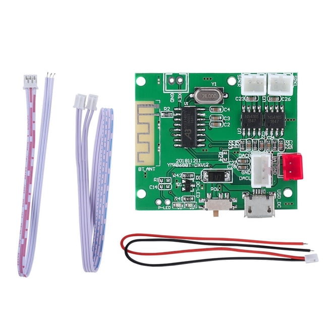 Placa amplificadora Bluetooth 5.0 de 2 x 5 W con entrada de audio auxiliar y potencia de 3,7 V y 5 V.