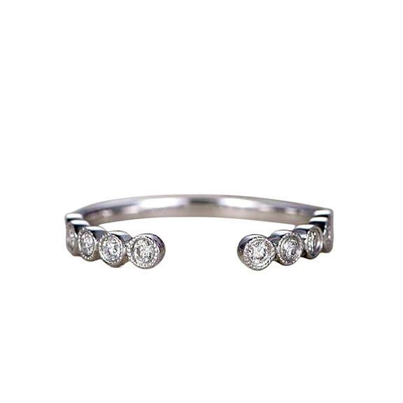 0.25 Carat Ring Wedding Band with Man made diamond moissanite open Gap Design Anniversary Ring with 18k Gold Plating