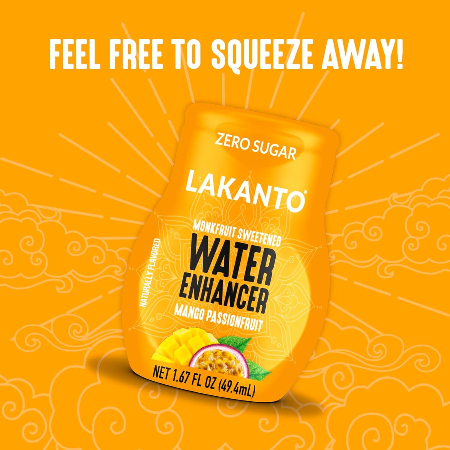 Lakanto Sugar Free Water Enhancer - Sweetened with Monk Fruit Sweetener and Erythritol, On the Go Liquid H2O Hydration, Zero Sugar, Naturally Flavored - Mango Passionfruit (1.67 fl oz - Pack of 6)